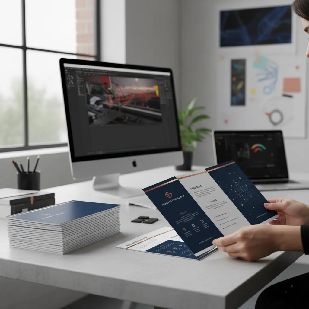 Fotografía de una Impresión de folletos y trípticos de Artes Gráficas Carnevali en una oficina